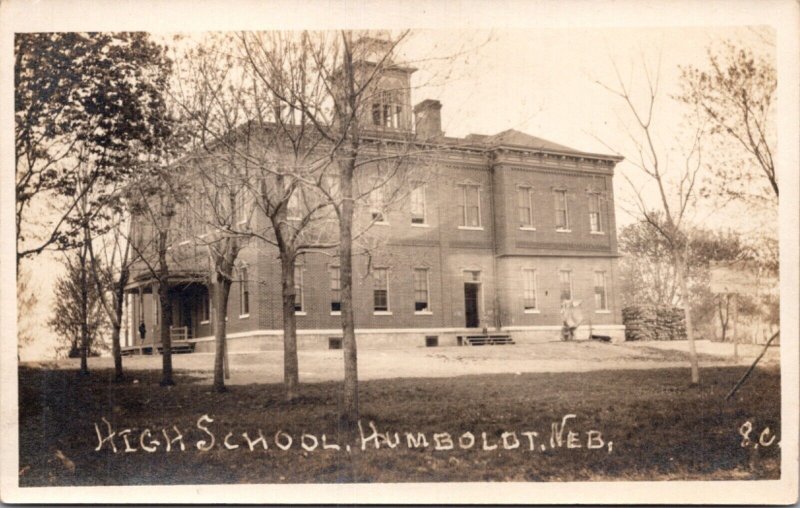 Real Photo Postcard High School in Humboldt, Nebraska