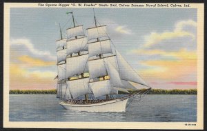 Square Rigger OW Fowler Sailing Culver Summer Naval School Indiana Unused c1941