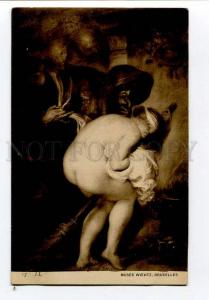 257283 WIERTZ Young Sorceress NUDE WITCH on Broom Vintage PC