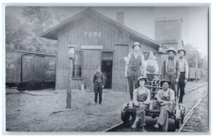 c1960's Ford Iowa IA Exterior Railroad Train Depot Station RPPC Photo Postcard