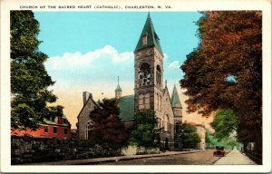 Vtg Charleston West Virginia WV Church Sacred Heart Catholic 1920s WB Postcard