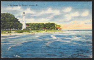 Lighthouse St Simons Island Georgia Unused c1930s