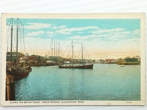 Vintage Postcard 1920's along the Water Front Inner Harbor MA Massachusetts