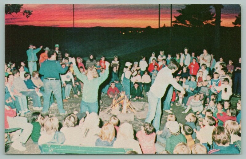 Canandalgua New York~4-H Camp~Night Campfire @ Sunset~Children, Counselors~1960s 