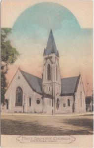Ohio Postcard URBANA Champaign County c1910 Albertype First BAPTIST CHURCH