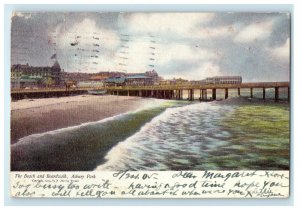 1905 View Of The Beach And Boardwalk Asbury Park New Jersey NJ Antique Postcard 