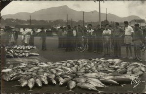 St. Jean-de-Luz Fishing Industry Poisson a la Criee Real Photo Postcard