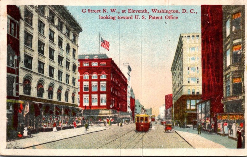 Washington D C Trolley On G Street At Eleventh Looking Toward U S Patent Offi...