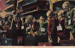 Palermo Corridor Of The Skeletons Priests Mummies Old Postcard