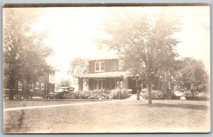 c1910 RPPC Real Photo Postcard Large House Tree Parked Car