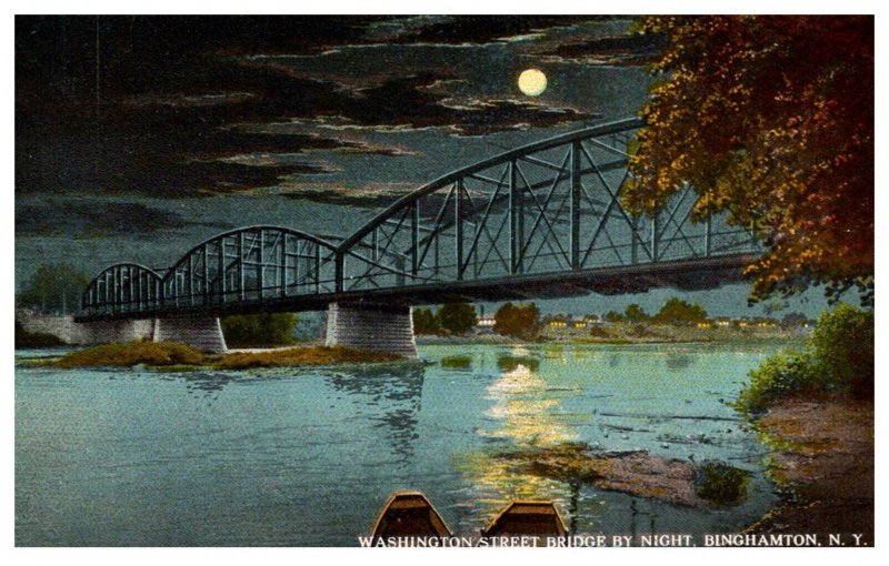 New York  Binghamton Washington Street Bridge by Night