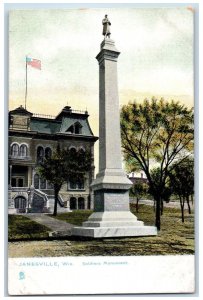 Janesville Wisconsin WI Postcard Soldiers Monument Scene Civil War c1905's Tuck