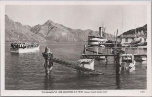 RPPC Postcard SS Earnslaw at Jetty  NZ New Zealand