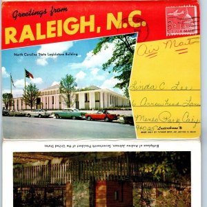 c1950s Raleigh, NC Greetings Postcard Souvenir Folder Roadside Chrome Tichnor M8