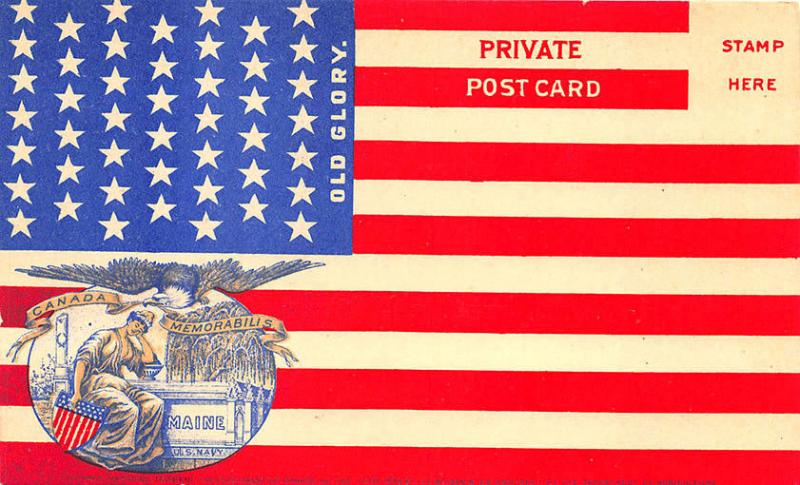 Canada Memorabili s State of Maine U. S. Navy Old Glory Flag Postcard