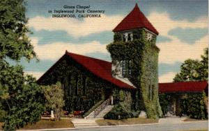 Grace Chapel, Inglewood Park Cemetery, CA Vintage Linen Postcard F21