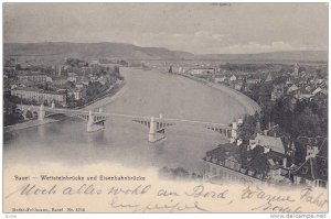 Aerial View, Basel - Wettsteinbrucke und Eisenbahnbrucke, Switzerland, PU-1903