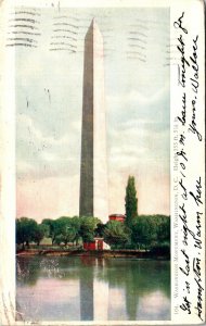 VINTAGE POSTCARD WASHINGTON MONUMENT WASHINGTON D.C. UNDIVIDED BACK MAILED 1908