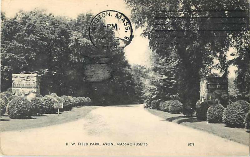 D.W. Field Park Avon Massachusetts MA 1969 Divided Back