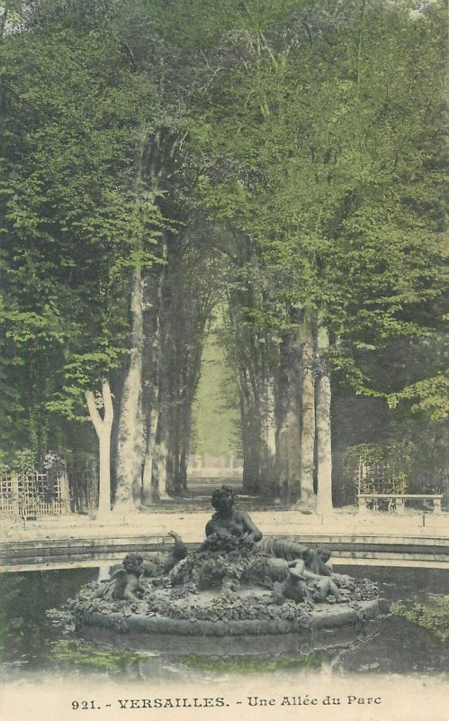 Postcard France Versailles park scenery fountain view 