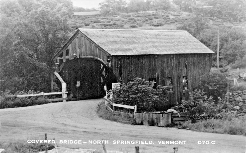 NORTH SPRINGFIELD VERMONT COVERED BRIDGE-REAL PHOTO POSTCARD