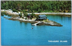 Treasure Island The Inn With A Bridge East Boothbay Maine ME Forest Postcard