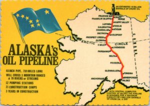 Postcard Alaska Map - Alaska's Oil Pipeline