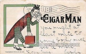 Cigar Man Smoking 1906 Missing Stamp 