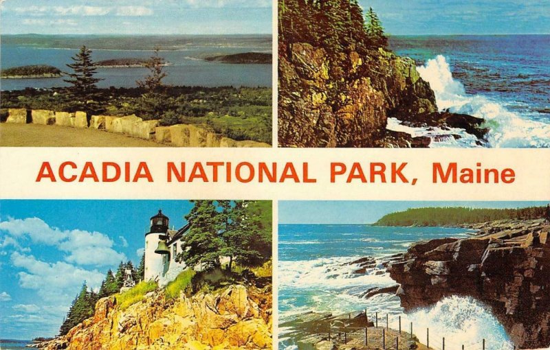 ACADIA NATIONAL PARK Maine Bass Harbor Lighthouse 1974 Vintage Postcard