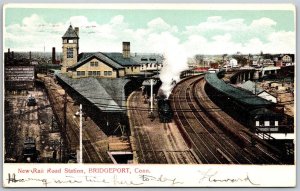 Vtg Bridgeport Connecticut CT New Railroad Station 1906 View Old Postcard