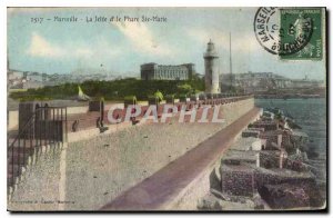 Old Postcard Marseille La Jetee and Lighthouse St. Mary