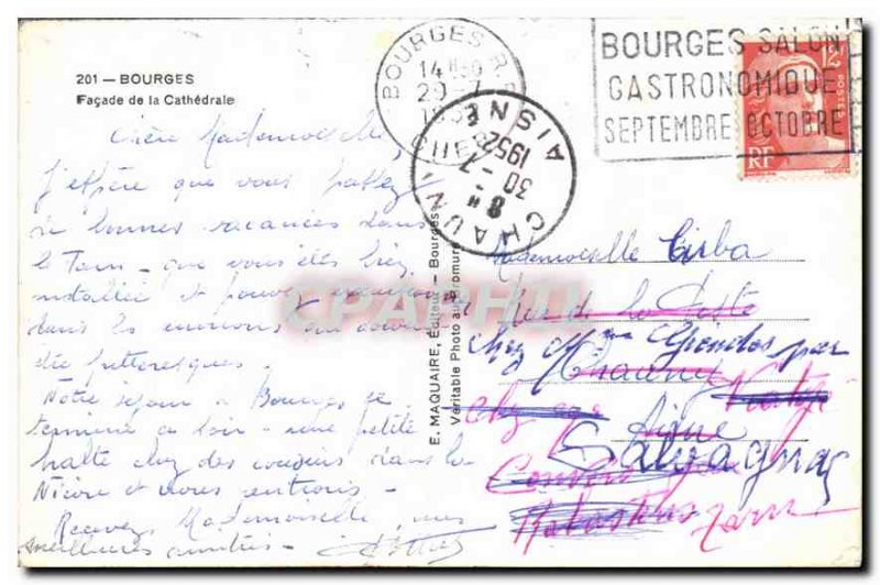 Old Postcard Bourges Facade of the Cathedral