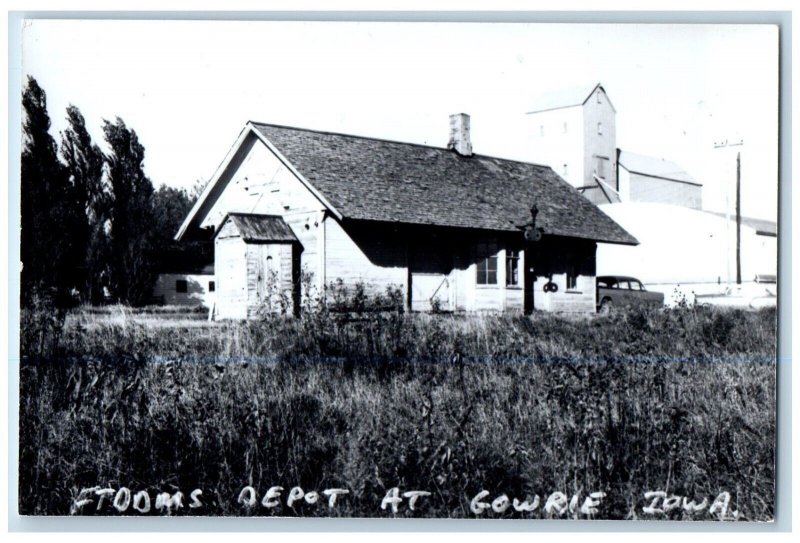 c1960's Gowrie Iowa Train Depot Station Railroad Exterior IA RPPC Photo Postcard