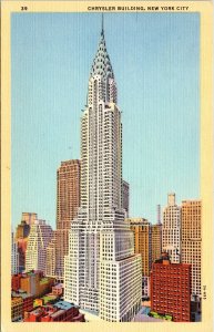 Chysler Bldg New York City NYC NY Linen Postcard UNP VTG Curteich Unused Vintage