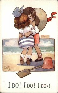 Tuck Agnes Richardson Little Kids Boy and Girl Hugging c1910 Postcard