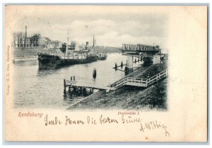 1899 Drebrucke I Rendsburg Germany Sailing Ship Landing Antique Posted Postcard