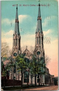 St. Mary's Cathedral, Peoria IL c1912 Vintage Postcard V18