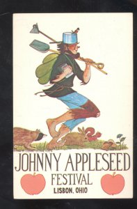 LISBON OHIO JOHNNY APPLESEED FESTIVAL VINTAGE ADVERTISING POSTCARD