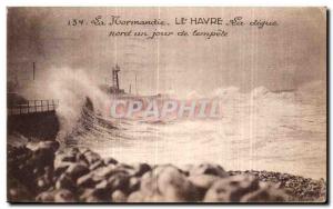 Old Postcard Le Havre Its northern dike a storm Day