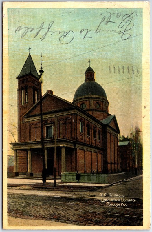 VINTAGE POSTCARD ROMAN CATHOLIC LADY OF THE LOURDES CHURCH TORONTO POSTED 1910