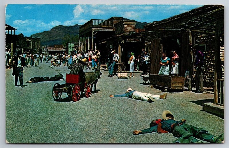 Old Tucson Mock Gun Battle Street Scene Western AZ Postcard L12