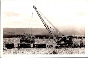 RPPC Crane Loading Sugar Cane, Hawaiian Islands Vintage Postcard V72