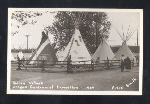 RPPC OREGON CENTENNIAL EXPOSITION 1959 INDIAN VILLAGE REAL PHOTO POSTCARD