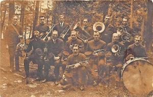 Chesterfield MA Group Band Musical Instruments RPPC Postcard