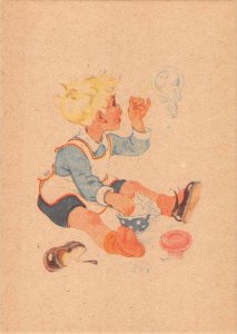 US4193 Little Boy Playing Painting Postcard lungers hansen