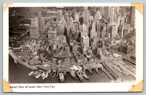 RPPC  Lower Manhattan  New York City Aerial View  Photo Postcard   1959