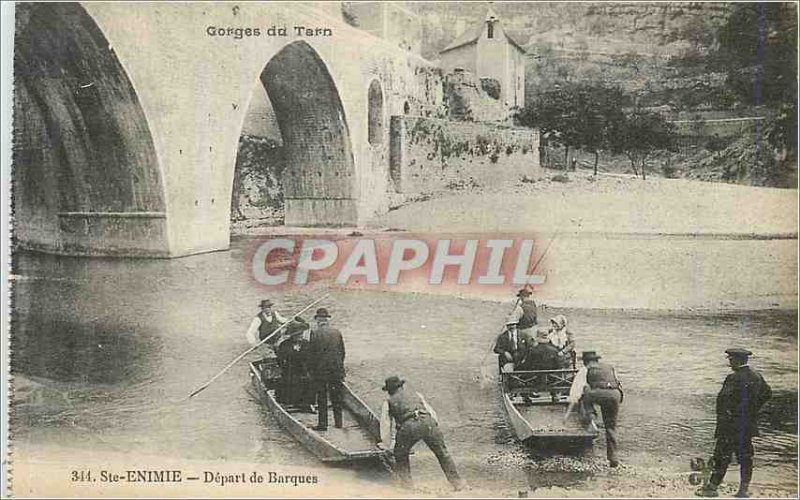 Old Postcard Gorges du Tarn Sainte Enimie Barques of Departure