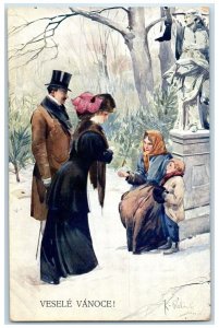 1916 Christmas Sharing Blessing Czech Republic Relink Artist Signed Postcard