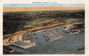 G75/ Mobile Alabama Postcard 1937 Linen State Docks Birdseye