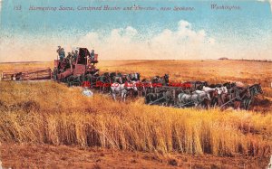 WA, Spokane County, Washington, Farming Harvesting, Combined Header & Thresher